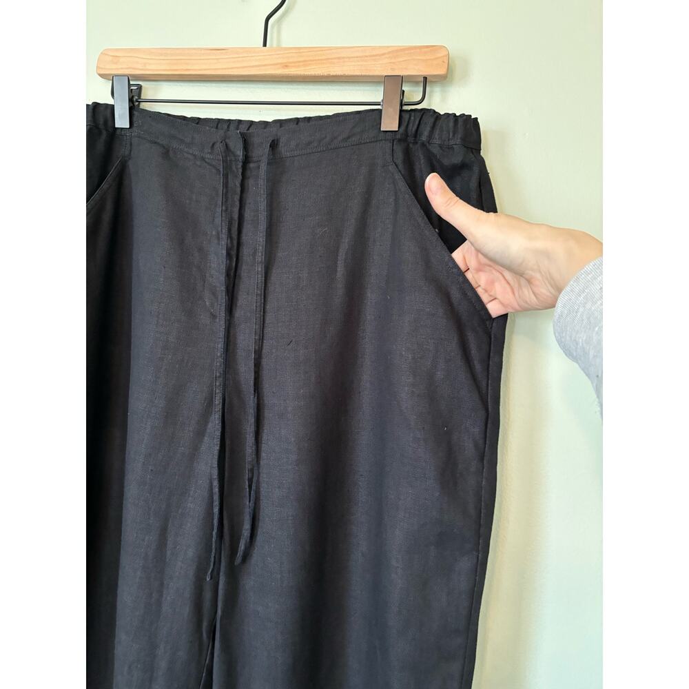 J. Jill Black 100% Linen Wide Leg Pants Elastic Waist Pull On M - Picture 3 of 9
